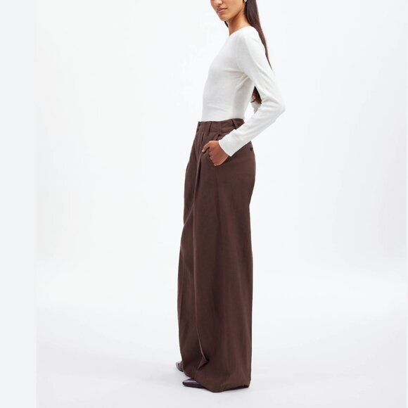 NWT Madewell Harlow Wide-Leg Pant in Drapey Twill in Dark Carob Size P6 - Picture 3 of 6